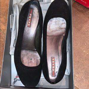 Prada black suede heels
